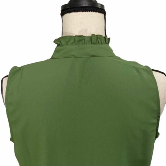 J. Crew Ruffle-Trim Crepe Tank Top in  Faded Moss - Picture 7 of 12